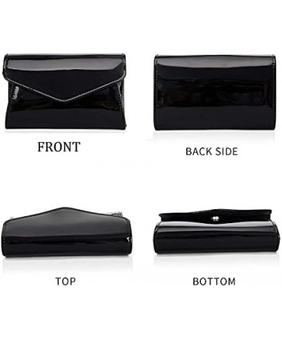 Women's Mini Shiny Candy Patent Leather Evening Bag Bridal Party Clutch Purses Cocktail Prom Handbags Black $13.91 Evening Bags