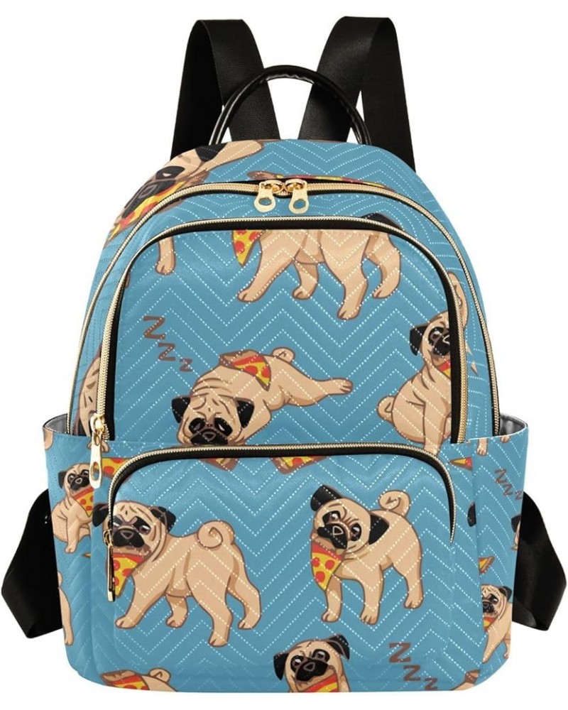 Pug Dog Pizza Funny Backpack for Women Shoulder Bag Lightweight Mini Backpack Casual Daypack for Travel Small(11.41'' x 6.1''...