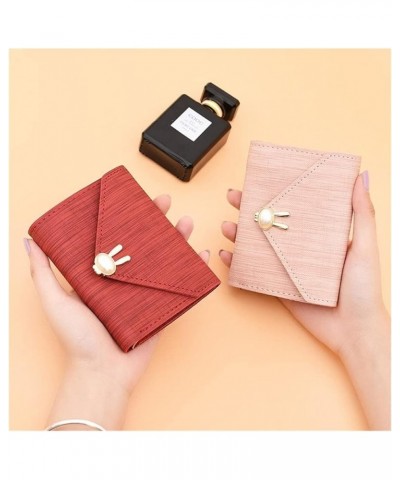 Wallet New Pearl Wallet Short Soft Leather Clip Fashion Three Fold Korean Student's Wallet Small Rabbit Wallet (Color : Green...