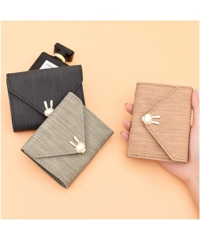 Wallet New Pearl Wallet Short Soft Leather Clip Fashion Three Fold Korean Student's Wallet Small Rabbit Wallet (Color : Green...