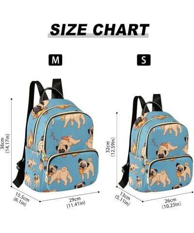 Pug Dog Pizza Funny Backpack for Women Shoulder Bag Lightweight Mini Backpack Casual Daypack for Travel Small(11.41'' x 6.1''...