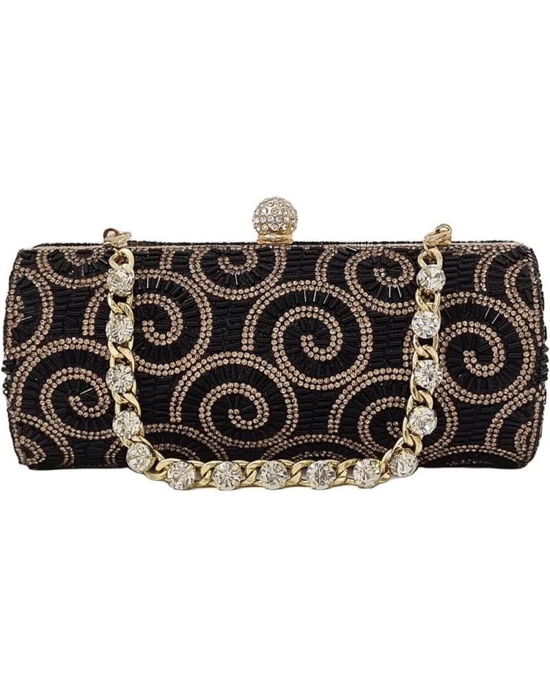 Novelty Cylindrical Handbags Women Party Evening Bag Crystal Clutch Purse Bridal Prom Wedding Cocktail Black $18.40 Evening Bags