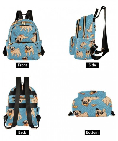 Pug Dog Pizza Funny Backpack for Women Shoulder Bag Lightweight Mini Backpack Casual Daypack for Travel Small(11.41'' x 6.1''...