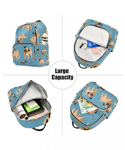 Pug Dog Pizza Funny Backpack for Women Shoulder Bag Lightweight Mini Backpack Casual Daypack for Travel Small(11.41'' x 6.1''...