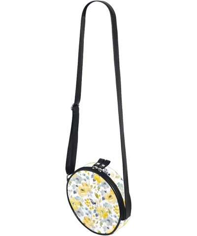 Chic Yellow Flower Crossbody Bag Small Canvas Shoulder Round Bag for Women $10.06 Shoulder Bags