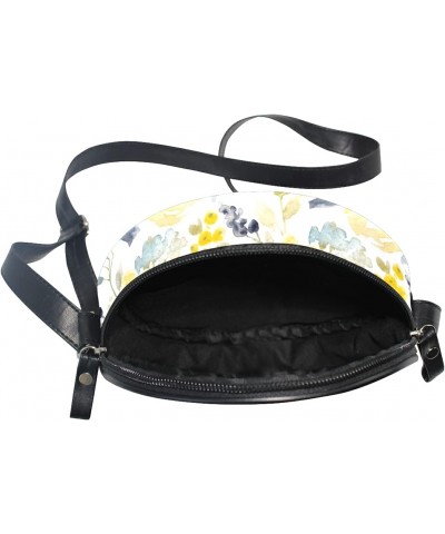 Chic Yellow Flower Crossbody Bag Small Canvas Shoulder Round Bag for Women $10.06 Shoulder Bags