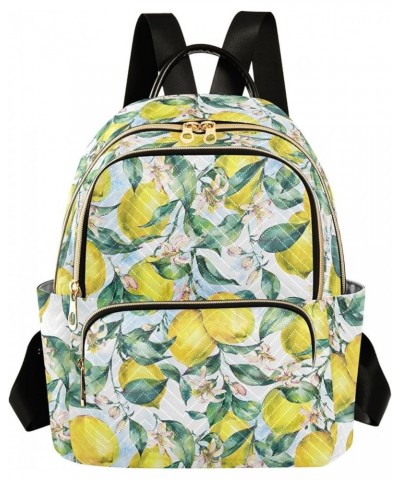 Yellow Lemon Slice and Leaves Backpack Purse for Women Lightweight Back Pack Casual Daypack Travel Shoulder Bag Bookbag - S S...