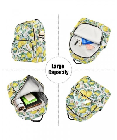 Yellow Lemon Slice and Leaves Backpack Purse for Women Lightweight Back Pack Casual Daypack Travel Shoulder Bag Bookbag - S S...