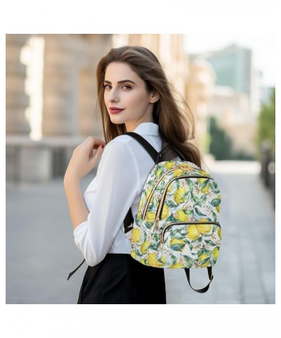 Yellow Lemon Slice and Leaves Backpack Purse for Women Lightweight Back Pack Casual Daypack Travel Shoulder Bag Bookbag - S S...