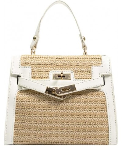 Women's Top Handle Straw Weave Satchel Bag Purses Small Handbag Shoulder Crossbody Bag White $19.79 Satchels