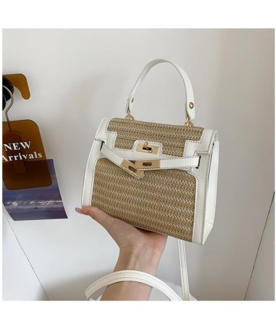 Women's Top Handle Straw Weave Satchel Bag Purses Small Handbag Shoulder Crossbody Bag White $19.79 Satchels