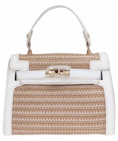 Women's Top Handle Straw Weave Satchel Bag Purses Small Handbag Shoulder Crossbody Bag White $19.79 Satchels