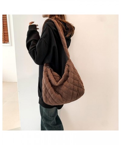 Women Casual Handbag Stylish Quilted Shoulder Bag Retro Classic Purse Fashion for Daily Use with Pocket Handbag Brown $10.17 ...