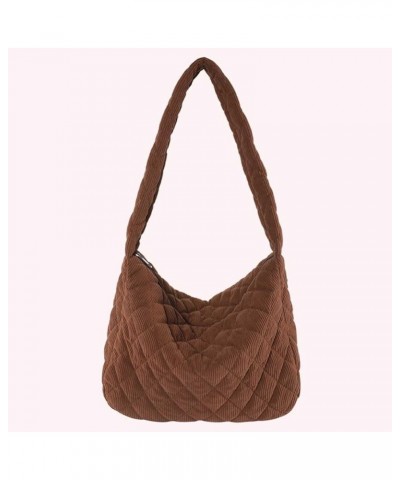 Women Casual Handbag Stylish Quilted Shoulder Bag Retro Classic Purse Fashion for Daily Use with Pocket Handbag Brown $10.17 ...