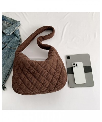 Women Casual Handbag Stylish Quilted Shoulder Bag Retro Classic Purse Fashion for Daily Use with Pocket Handbag Brown $10.17 ...