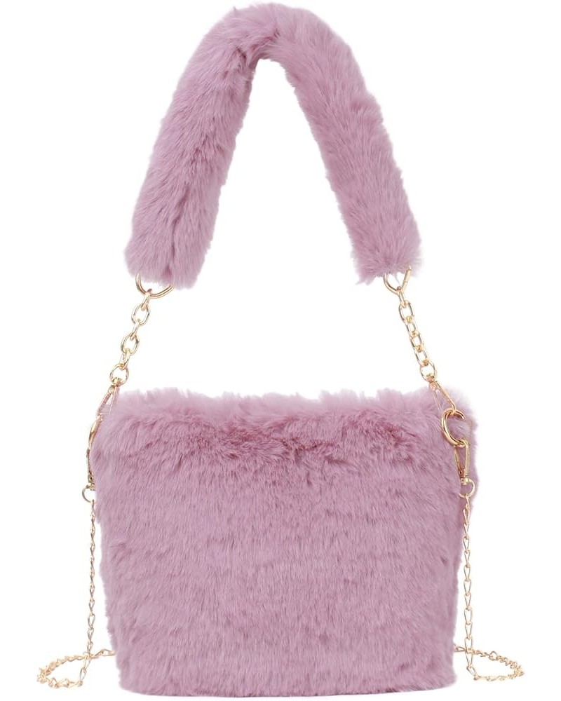 Plush Drawstring Bucket Bag Faux Fur Crossbody Shoulder Bag Mini Size Cute Hobo Handbag Purse Z-pink $21.50 Totes