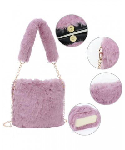 Plush Drawstring Bucket Bag Faux Fur Crossbody Shoulder Bag Mini Size Cute Hobo Handbag Purse Z-pink $21.50 Totes