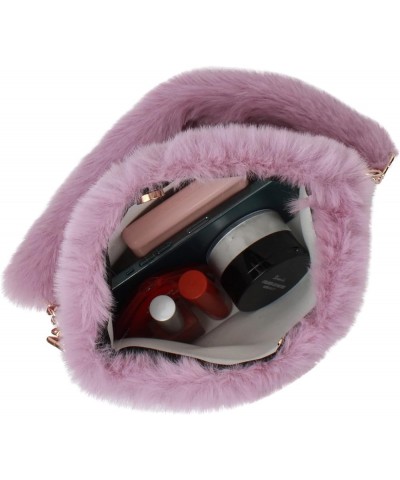 Plush Drawstring Bucket Bag Faux Fur Crossbody Shoulder Bag Mini Size Cute Hobo Handbag Purse Z-pink $21.50 Totes