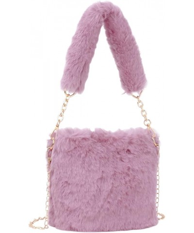 Plush Drawstring Bucket Bag Faux Fur Crossbody Shoulder Bag Mini Size Cute Hobo Handbag Purse Z-pink $21.50 Totes