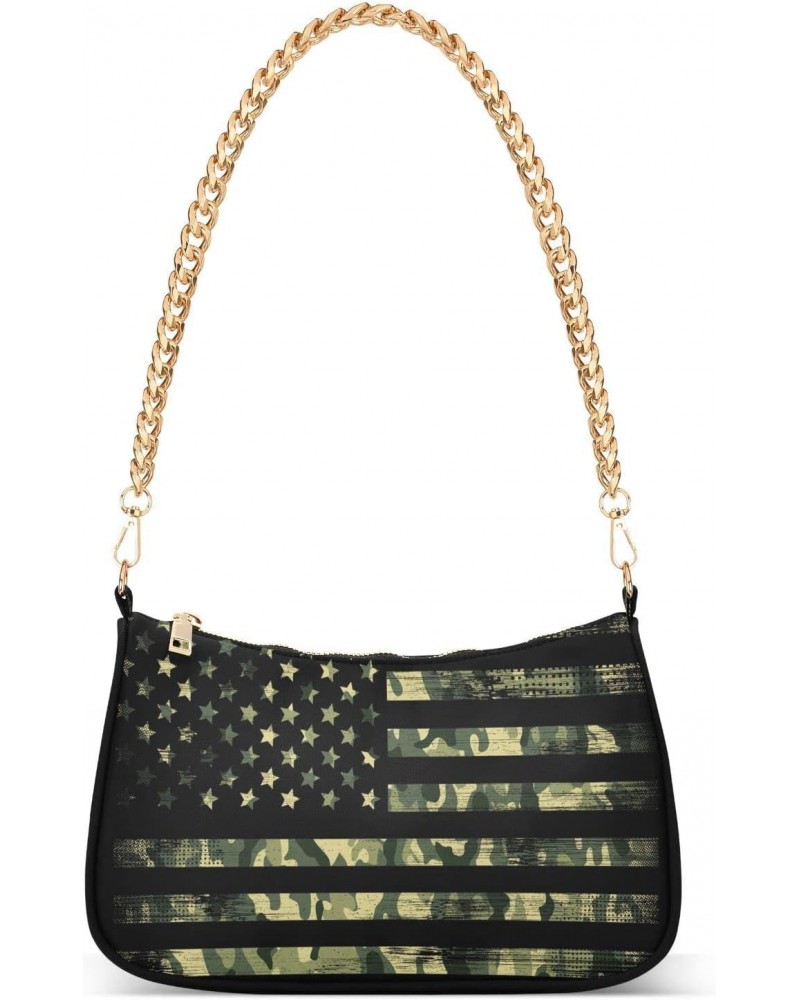 American Flag Camouflage Vintage Small Chain Shoulder Bag for Women Travel Hobo Tote Handbag Clutch Purse with Zipper $13.20 ...