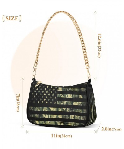 American Flag Camouflage Vintage Small Chain Shoulder Bag for Women Travel Hobo Tote Handbag Clutch Purse with Zipper $13.20 ...