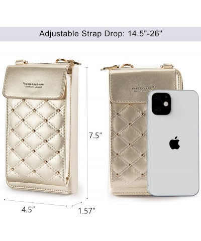 Small Crossbody Cell Phone Purse for Women RFID Blocking Cellphone Wallet Gold $14.99 Crossbody Bags