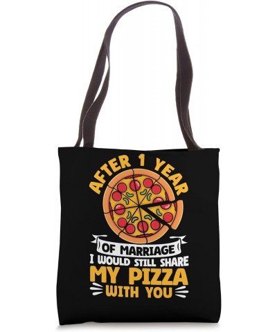 1st Wedding Anniversary Pizza Married Couple Celebration Tote Bag $15.00 Totes