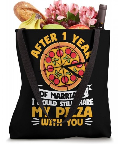 1st Wedding Anniversary Pizza Married Couple Celebration Tote Bag $15.00 Totes