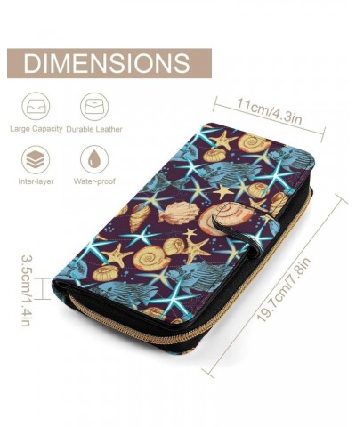 Underwater Shellfish Womens Leather Wallets Slim Card Holder Purse RFID Blocking Bifold Clutch Handbag Zippered Pocket $21.41...