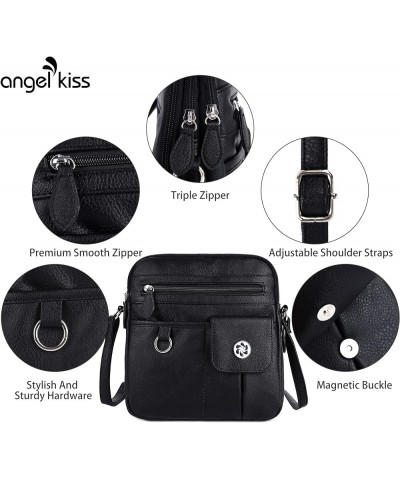 Designer Crossbody Purses For Women Zipper Pocketbook Bags With Adjustable Straps 1black $16.00 Crossbody Bags