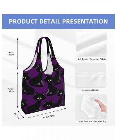 Halloween Black Cat Single Shoulder Commuter Canvas Tote Bags For Women And Men Halloween Black Cat27 $10.99 Totes