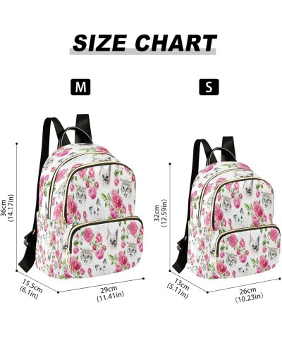 Women Backpack Purse Cats Pink Roses Fashion Shoulder Bags Travel Backpack Small Daypacks M Medium $10.66 Backpacks