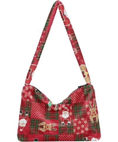 Christmas Women Boho Handbag Buffalo Plaid Snowflake Snowman Santa Reindeer Underarm Bag Tote Bag Shoulder Bag Crossbody Bag ...