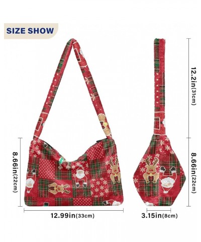 Christmas Women Boho Handbag Buffalo Plaid Snowflake Snowman Santa Reindeer Underarm Bag Tote Bag Shoulder Bag Crossbody Bag ...