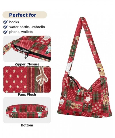 Christmas Women Boho Handbag Buffalo Plaid Snowflake Snowman Santa Reindeer Underarm Bag Tote Bag Shoulder Bag Crossbody Bag ...