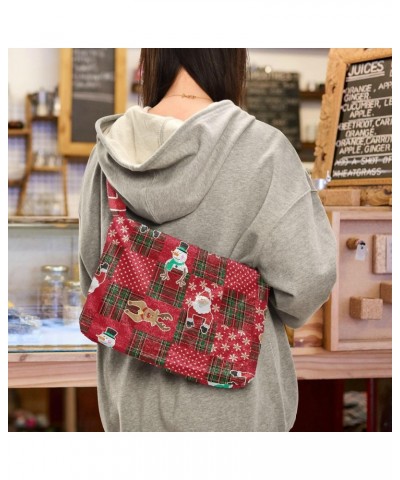 Christmas Women Boho Handbag Buffalo Plaid Snowflake Snowman Santa Reindeer Underarm Bag Tote Bag Shoulder Bag Crossbody Bag ...