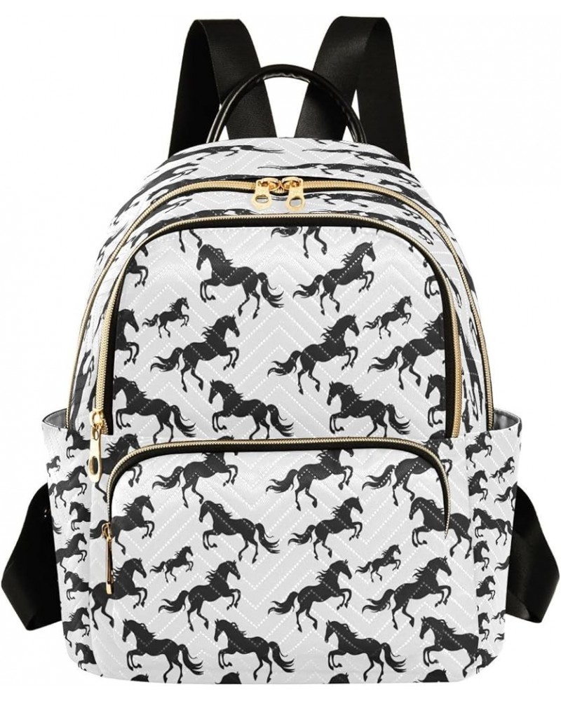 Unicorn Black White Women Backpack Purse Ladies Fashion Shoulder Bag Daypack Travel Bag 10L Small $20.99 Backpacks