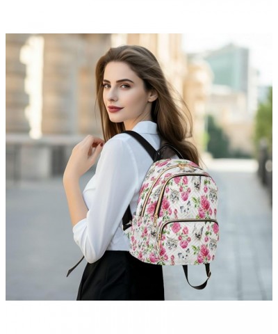 Women Backpack Purse Cats Pink Roses Fashion Shoulder Bags Travel Backpack Small Daypacks M Medium $10.66 Backpacks