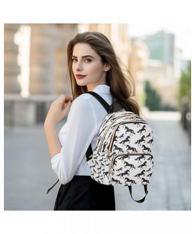 Unicorn Black White Women Backpack Purse Ladies Fashion Shoulder Bag Daypack Travel Bag 10L Small $20.99 Backpacks