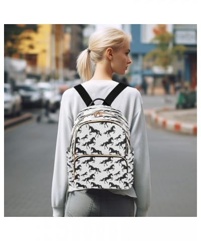 Unicorn Black White Women Backpack Purse Ladies Fashion Shoulder Bag Daypack Travel Bag 10L Small $20.99 Backpacks