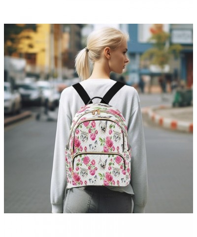 Women Backpack Purse Cats Pink Roses Fashion Shoulder Bags Travel Backpack Small Daypacks M Medium $10.66 Backpacks