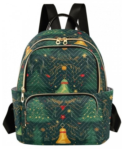 Quilted Backpack for Women Cute Crocodile Surf Women's Mini Backpack Travel Backpack Xmas Tree Bell Small $19.59 Backpacks