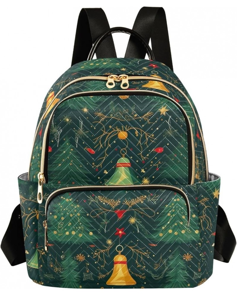 Quilted Backpack for Women Cute Crocodile Surf Women's Mini Backpack Travel Backpack Xmas Tree Bell Small $19.59 Backpacks