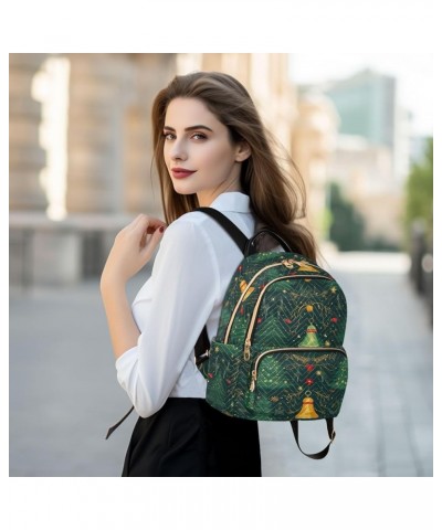 Quilted Backpack for Women Cute Crocodile Surf Women's Mini Backpack Travel Backpack Xmas Tree Bell Small $19.59 Backpacks