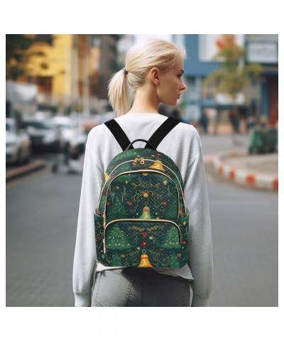 Quilted Backpack for Women Cute Crocodile Surf Women's Mini Backpack Travel Backpack Xmas Tree Bell Small $19.59 Backpacks