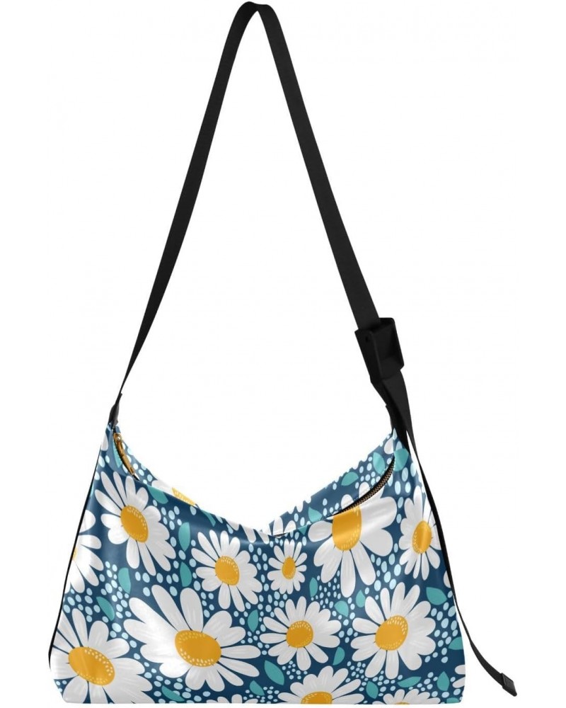 Crossbody Bag Chamomile Flowers White Girls Sport Sling Bag Trendy Womens Purses Crossbody $14.85 Hobo Bags