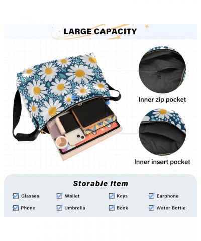 Crossbody Bag Chamomile Flowers White Girls Sport Sling Bag Trendy Womens Purses Crossbody $14.85 Hobo Bags