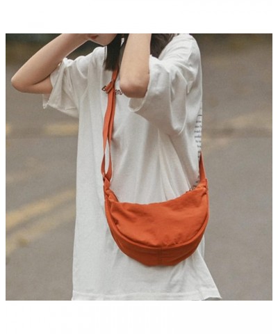 Dumpling Bag Women Armpit Bag Nylon Simple Shoulder Bag Design Crossbody Bag Charger Handbag Orange $9.40 Shoulder Bags