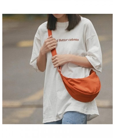 Dumpling Bag Women Armpit Bag Nylon Simple Shoulder Bag Design Crossbody Bag Charger Handbag Orange $9.40 Shoulder Bags