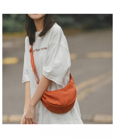 Dumpling Bag Women Armpit Bag Nylon Simple Shoulder Bag Design Crossbody Bag Charger Handbag Orange $9.40 Shoulder Bags